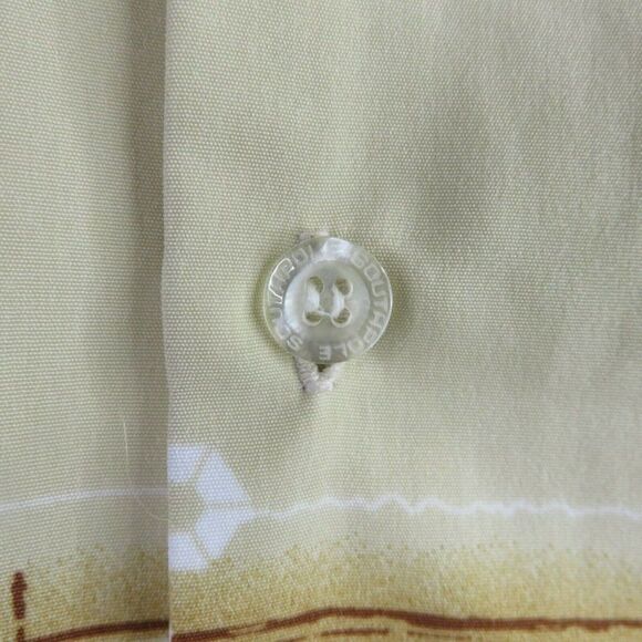 SouthPole Shirt Mens XL Short Sleeve Hip Hop South Pole Camp Plaid Logo Tan - Picture 4 of 12